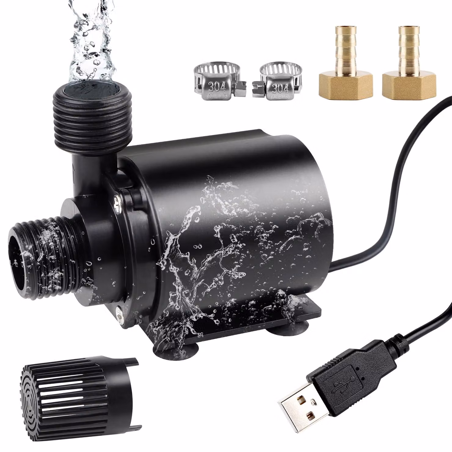 Pompa sommergibile USB per acquari, 500 litri/ora, 4 W, estremamente silenziosa, con cavo da 1,8 metri