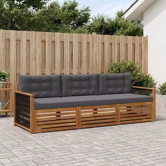 Set di divani da esterno 3 pz Naturale e Antracite 3382965