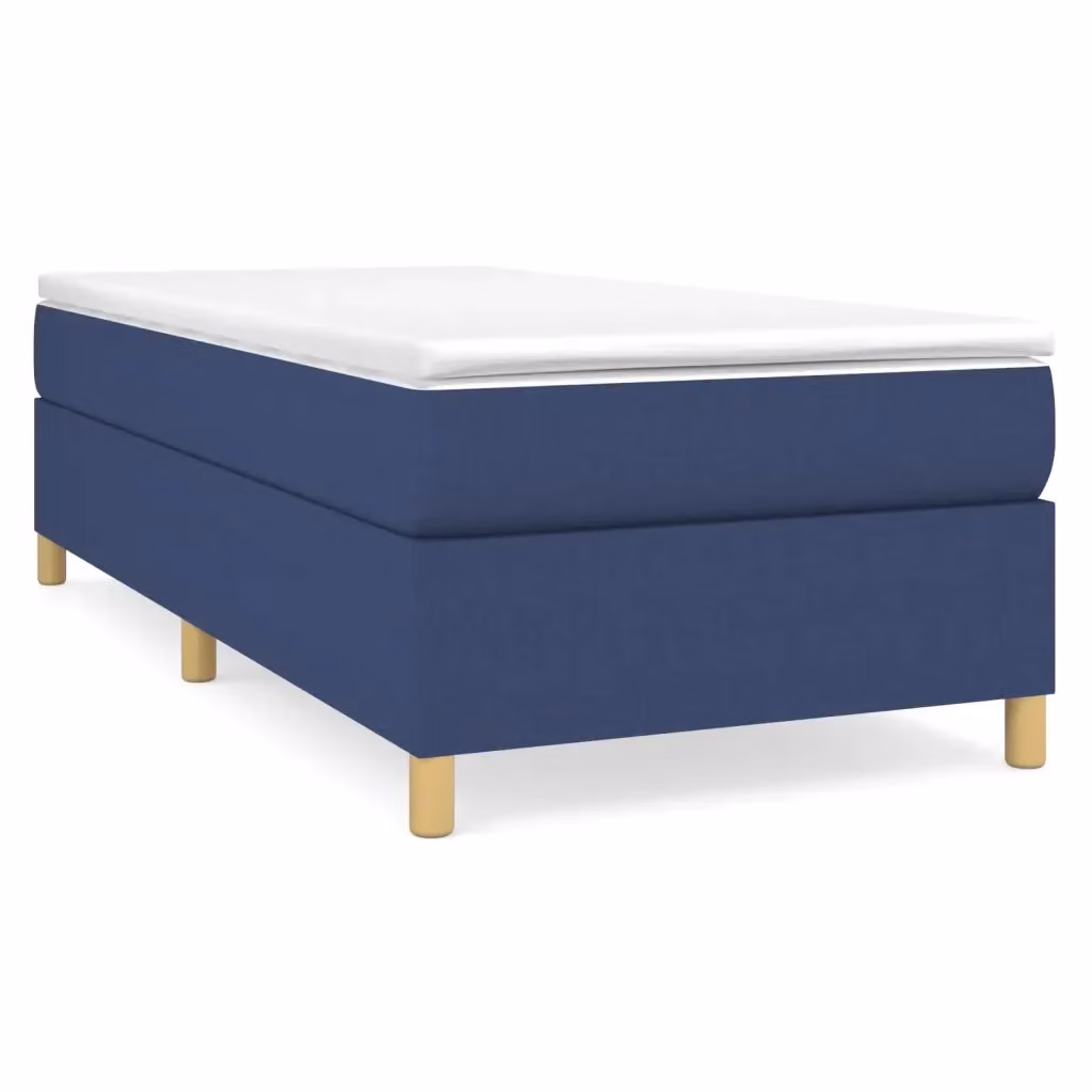 Letto Ibrido vidaXL con Materasso a Molle Blu e Bianco in Tessuto L: 90 cm, P: 200 cm – 2