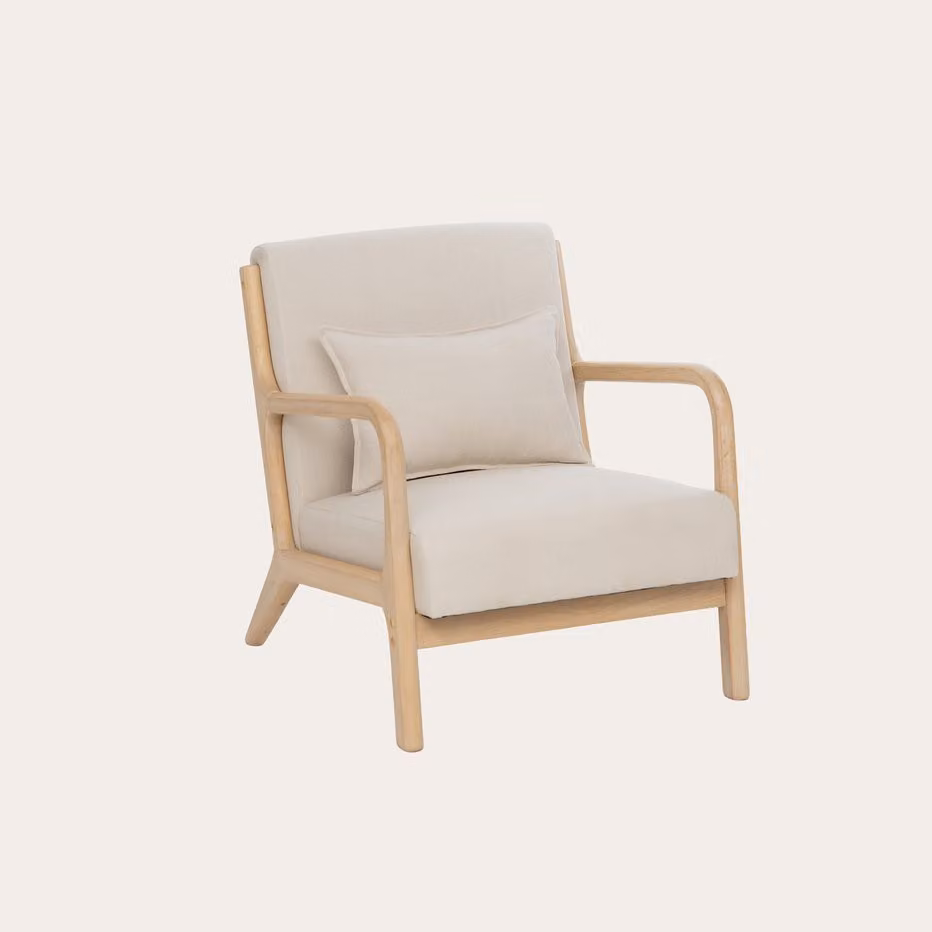 Poltrona Banak Bruno beige con struttura in legno massello e rivestimento in tessuto – 2