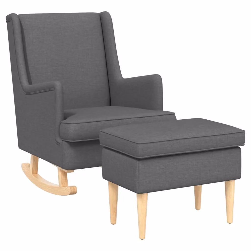 Set Poltrona con Ottoman vidaXL in Tessuto Grigio per Soggiorno e Camera da Letto – 2