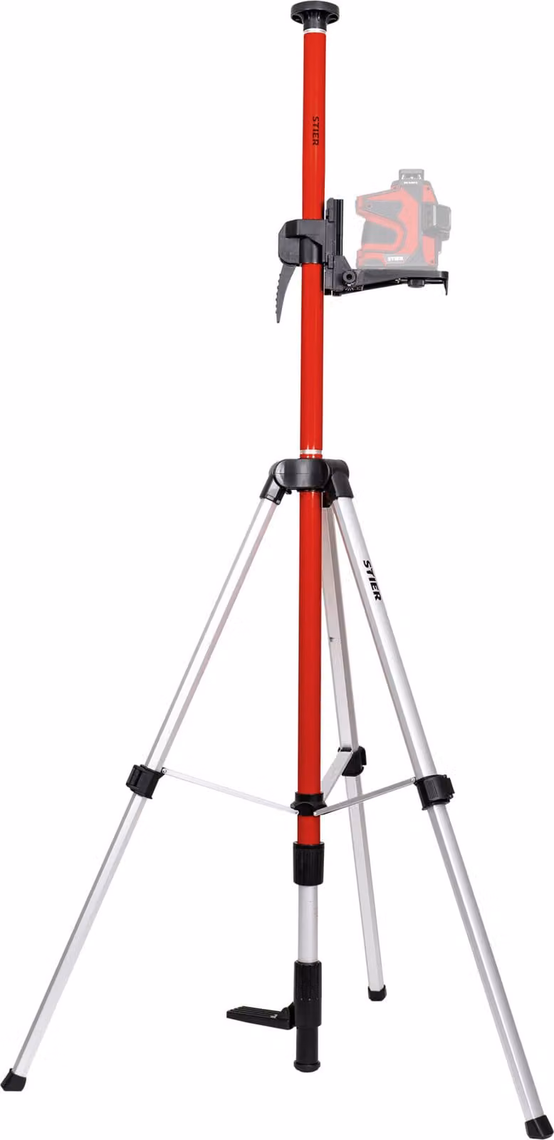 Asta telescopica STIER per laser a linee incrociate 360 cm, Dispositivi di misurazione laser e accessori, altezza 20 - max. 365 cm, Supporto telescopico per dispositivi di livellamento, Compatibile con viti filettate da 1/4" e 5/8