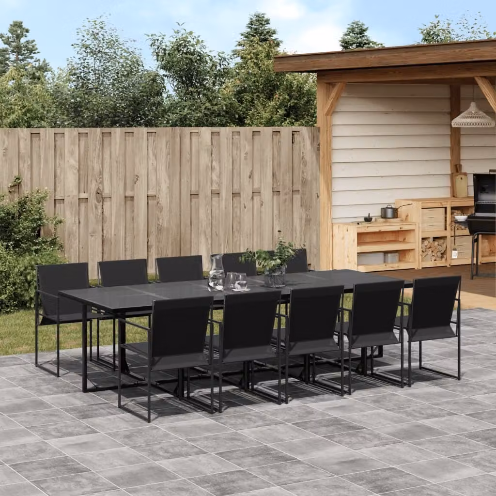 Maison Exclusive - Set da Pranzo da Giardino 11 pz Nero in Textilene