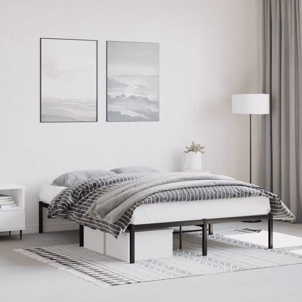 vidaXL Giroletto in Metallo Nero per Adulti L/P/H: 140 x 190 x 31 cm