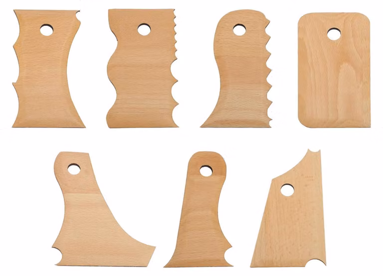 Set di strumenti per la Vetroceramica, composto da 7 pezzi, in legno di faggio, inclusi strumenti per modellare la base delle ceramiche