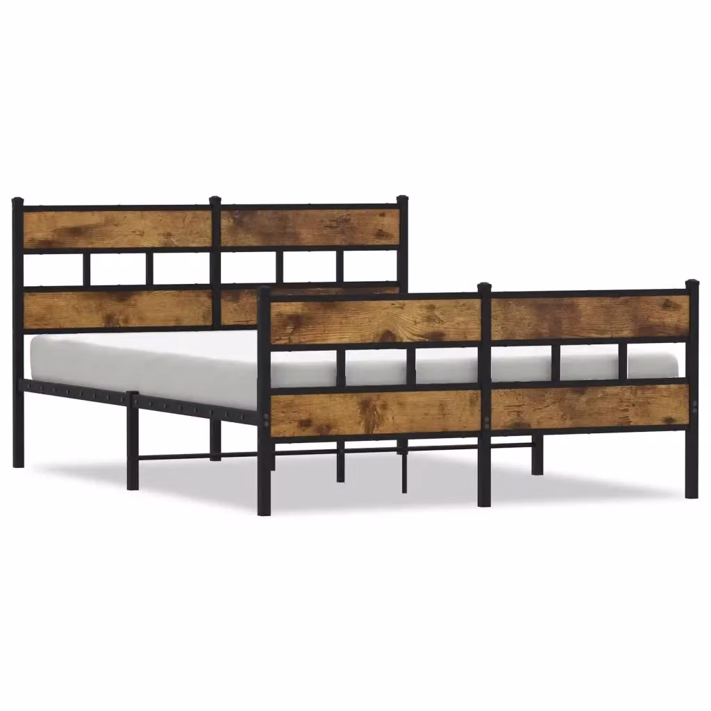 Giroletto in metallo vidaXL con doghe fisse, colore Rovere Fumo, L 160 x P 200 cm – 2
