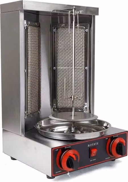 Griglia per Kebab/Döner - BBQ - Acciaio Inossidabile - 360° Rotante - 3000W - Barbecchi - 2 Fiammiferi
