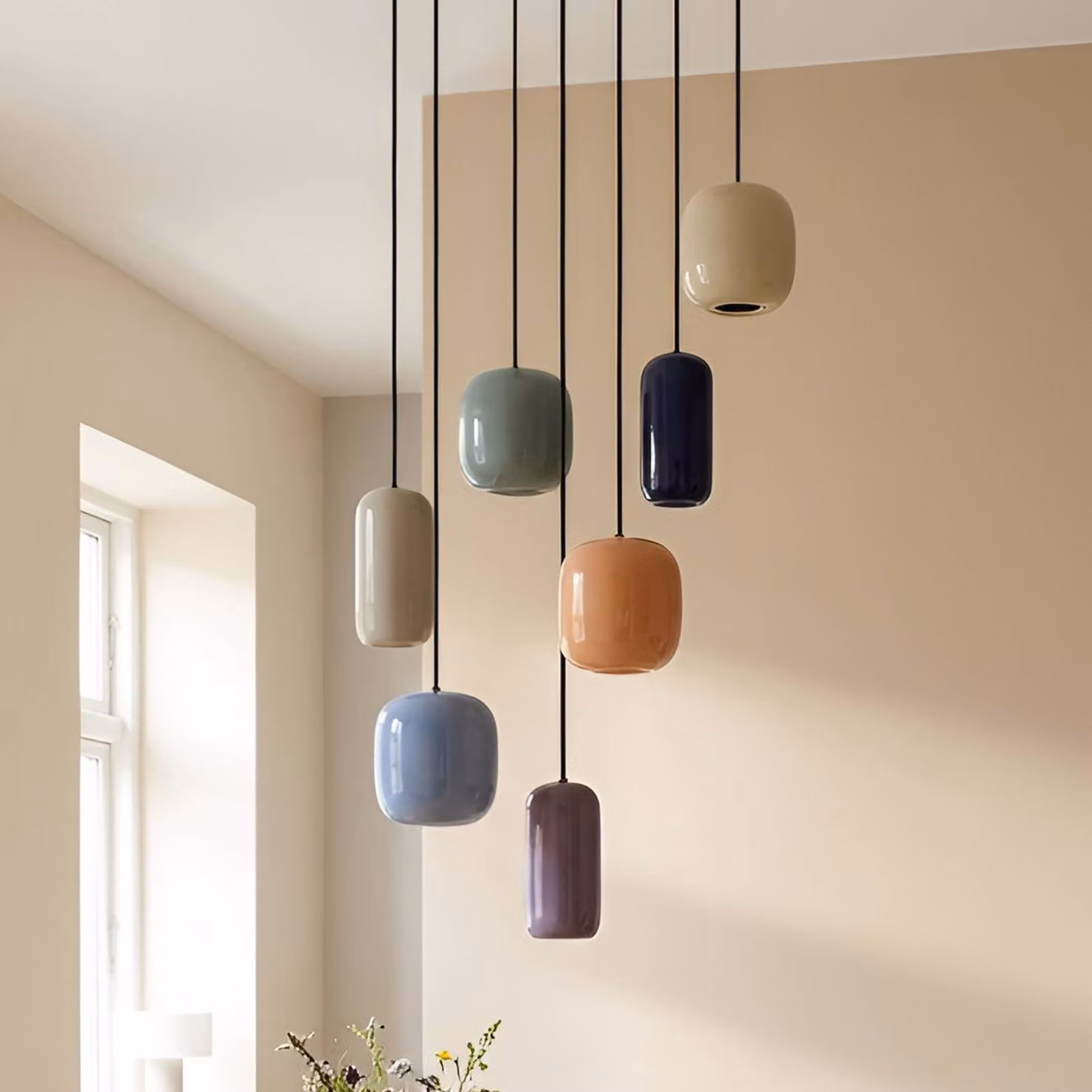 Lampada a sospensione Narion Lucande, dimmerabile, Multicolore, Soggiorno / Sala da pranzo, Metallo, Design, Lampada a sospensione