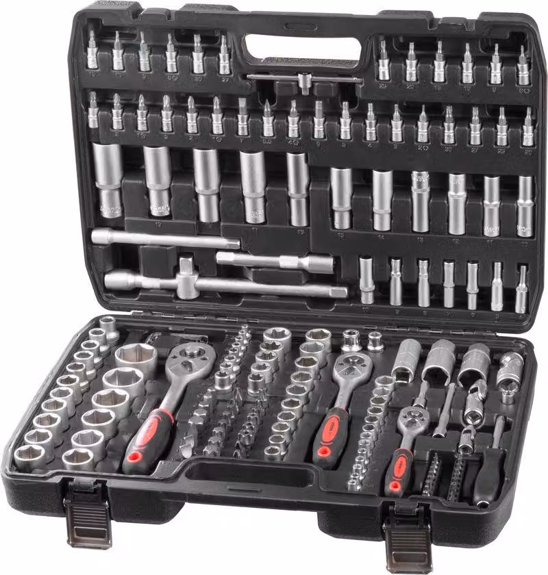 Set di attrezzi Strend Pro, 172 pezzi, bussole, inserti, cricchetto, in valigetta