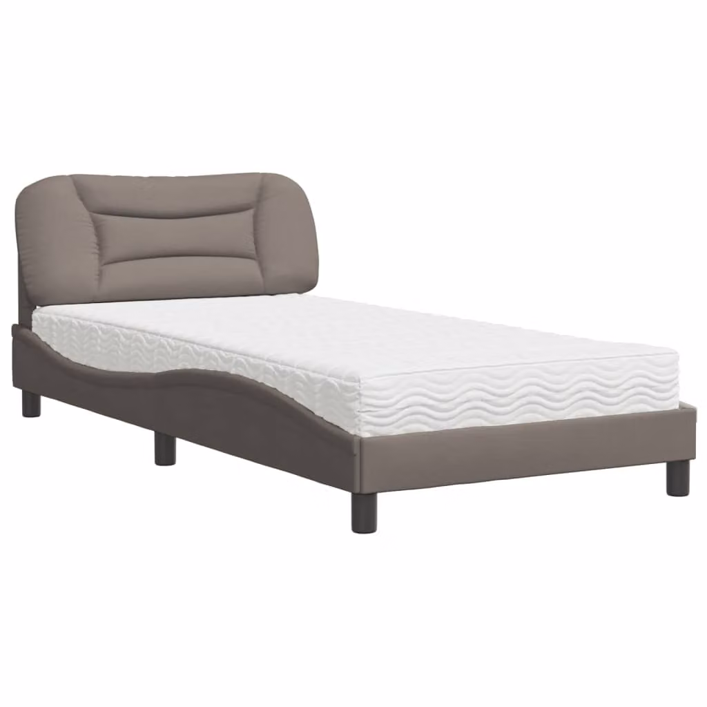 Letto con Materasso Hvar Tortora 100x200 cm in Tessuto