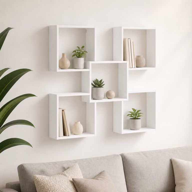 Scaffale da parete moderno vidaXL Bianco L: 99,5 cm, P: 17 cm, H: 91 cm