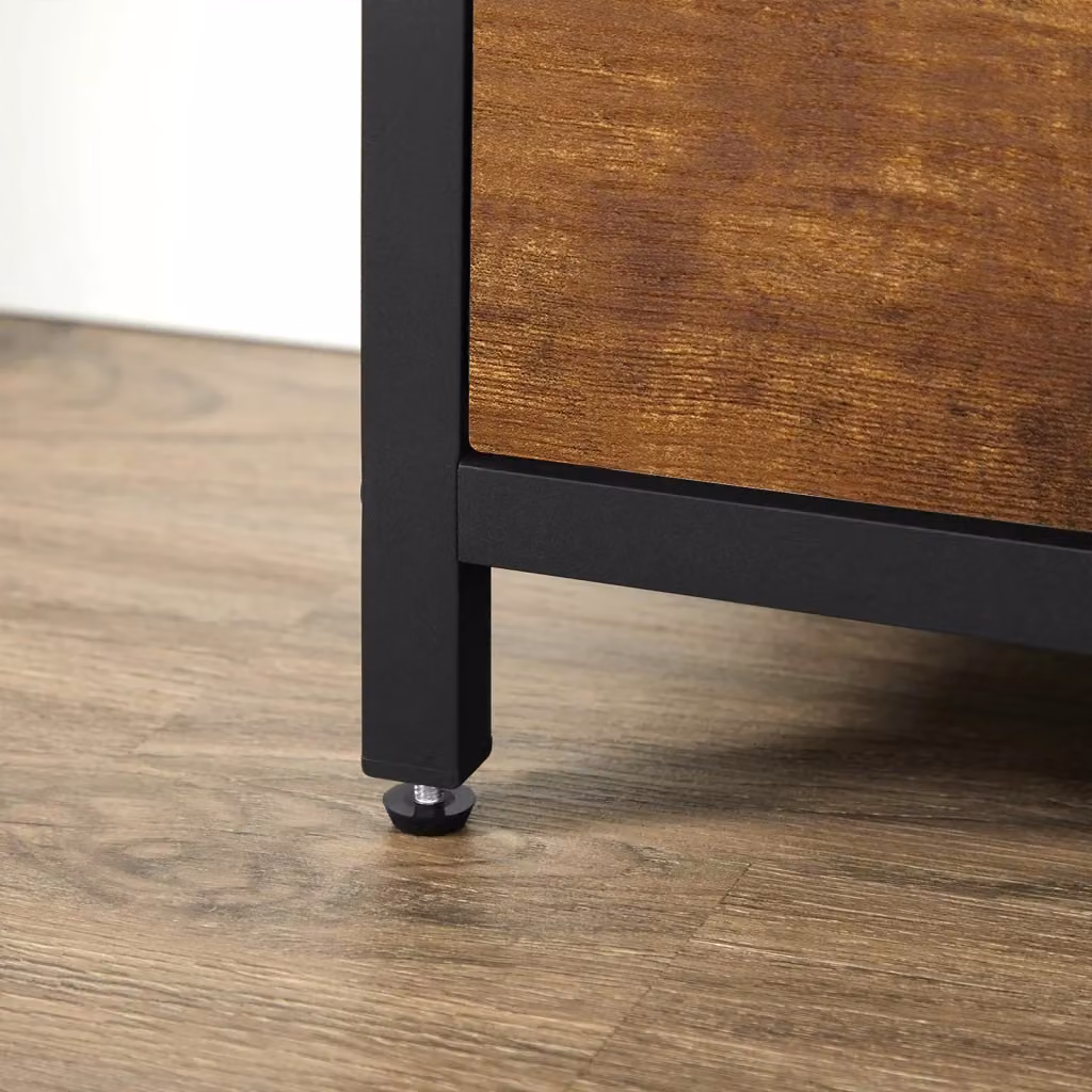 Scarpiera per ingresso con 3 ante a ribalta e vano aperto, organizer con ripiani interni per 15-18 paia di scarpe, L/P/H: 60 x 30 x 130 cm, marrone rustico e nero – 2
