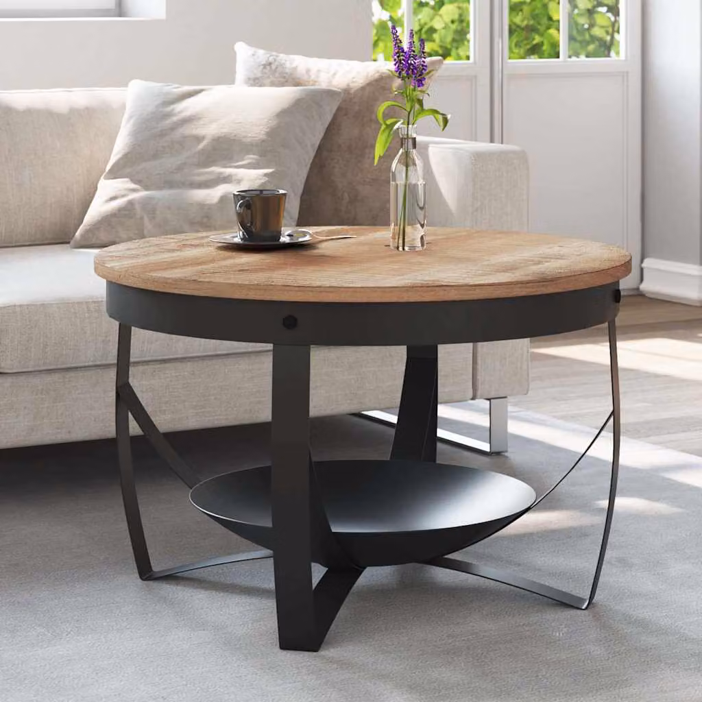 Tavolino da salotto rotondo vidaXL in legno di mango marrone Ø68 x H 43 cm