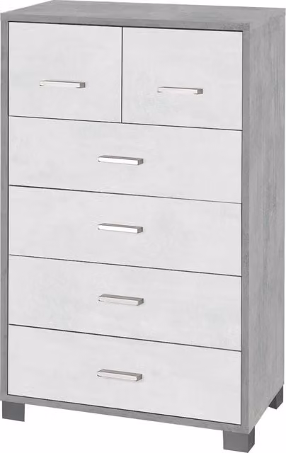 Mobile 4+2 Cassetti 70x112x41 cm Cemento/Ossido Bianco