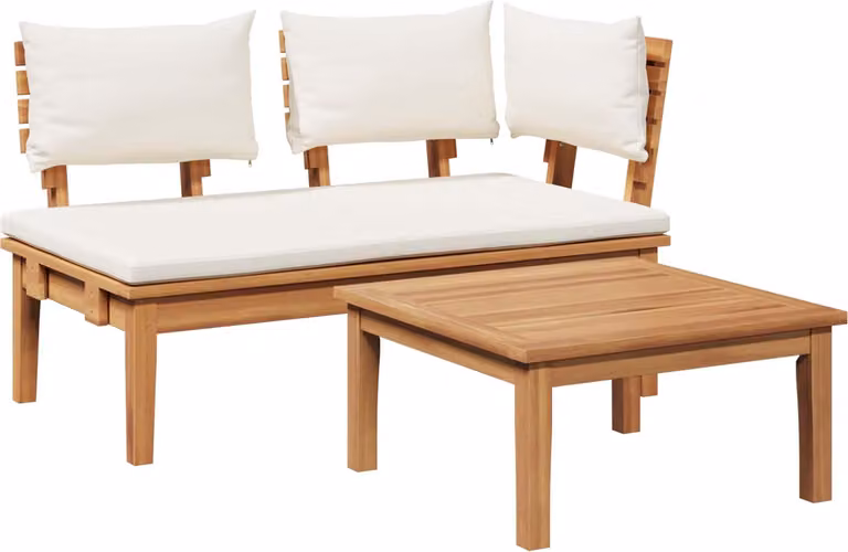 Set Panchina e Tavolo da Giardino 2 pcs Crema e Marrone