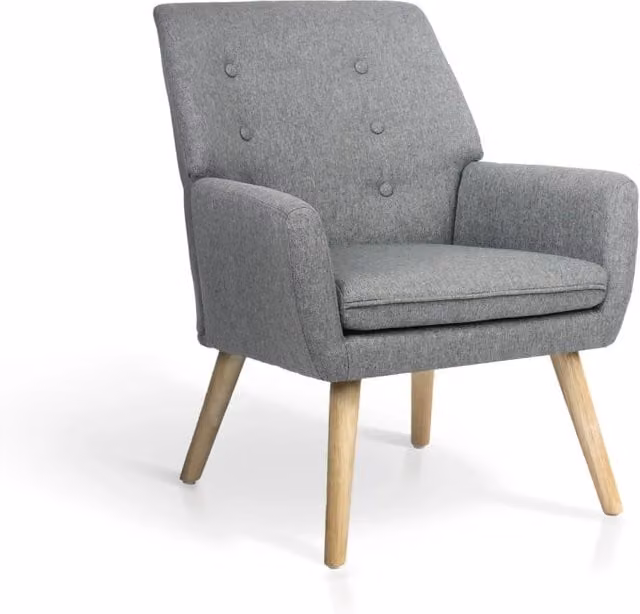 Poltrona Hispanohogar tessuto grigio con gambe Hispanohogar legno 81x64x69