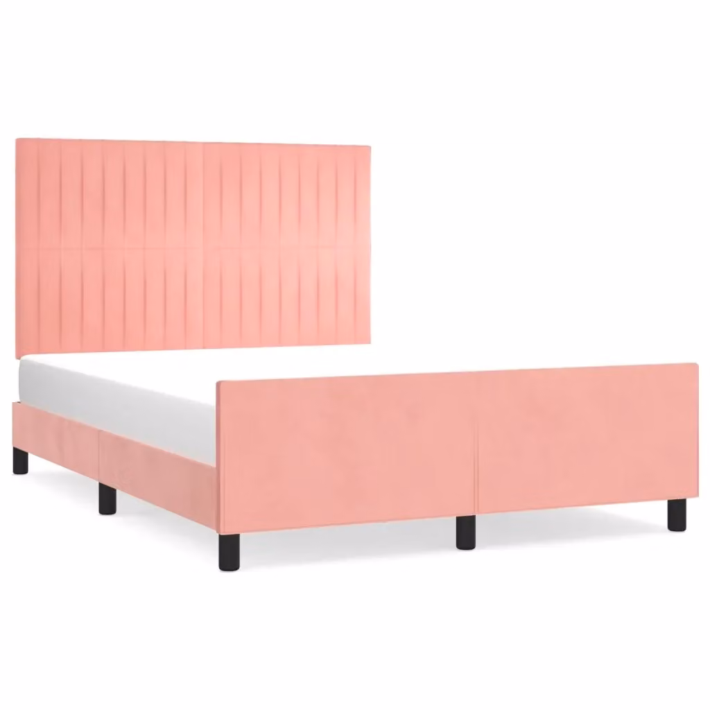 vidaXL Giroletto con Testiera in Velluto Rosa, L/P/H: 140 x 200 x 128 cm – 2