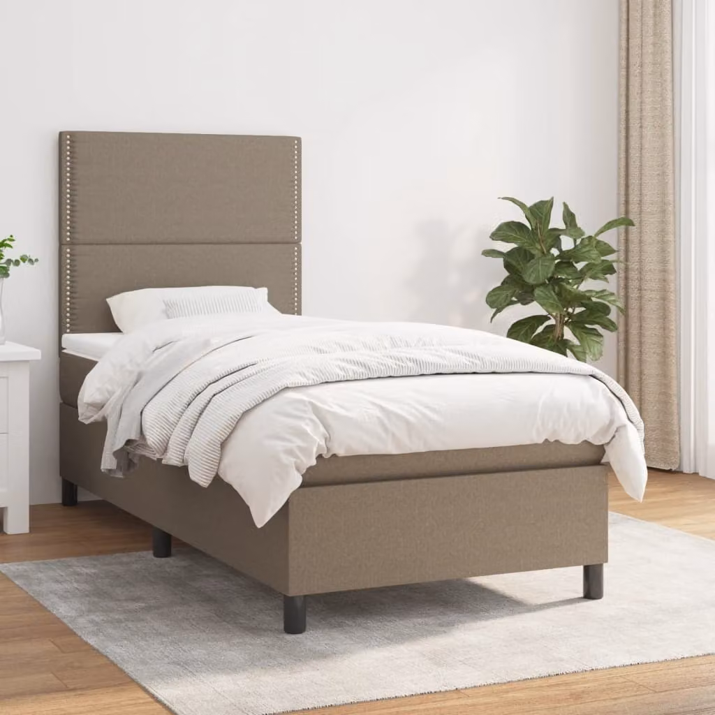 Maison Exclusive - Giroletto a Molle con Materasso Tortora 90x190 cm in Tessuto