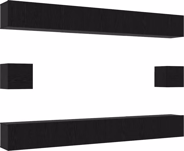 Set mobile TV 8 pz | Armadietto TV | Mobile Porta TV Rovere Nero Legno multistrato