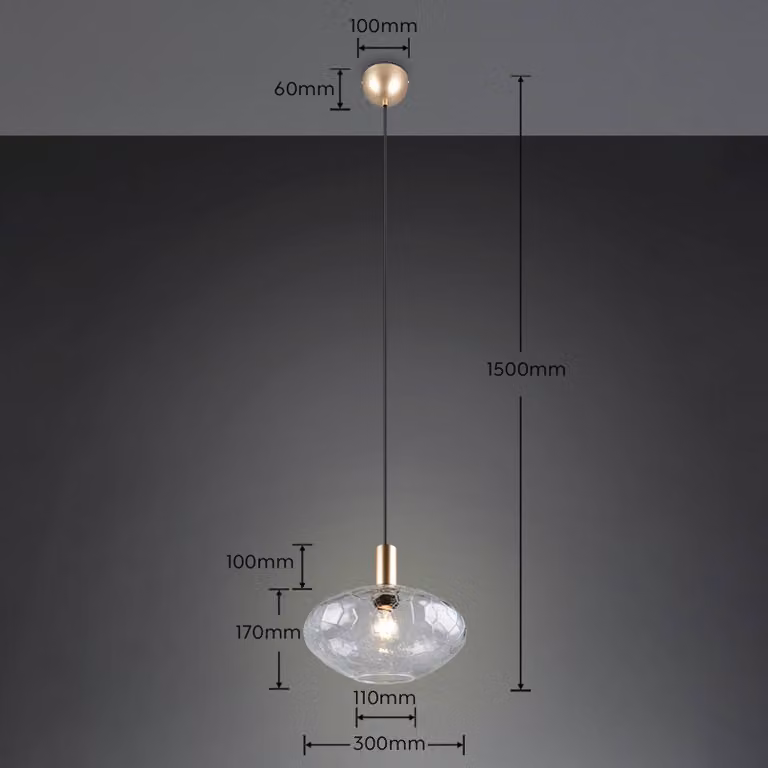 Reality Leuchten Lampada a sospensione Emelie, dimmerabile, Ottone / Oro, Soggiorno / Sala da pranzo, Metallo, Lampada a sospensione