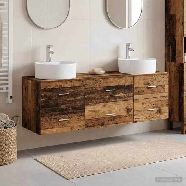 Set di Armadi da Bagno 3 pz Legno antico 161,5 x 44,5 x 82 cm 3405873