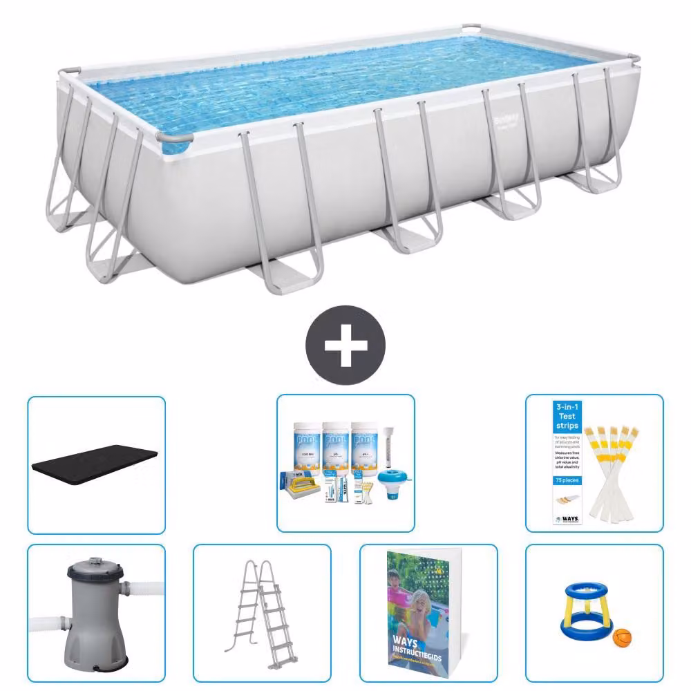 Bestway Power Steel, piscina rettangolare - 488x244x122 cm - composta da 6 parti, modello S548