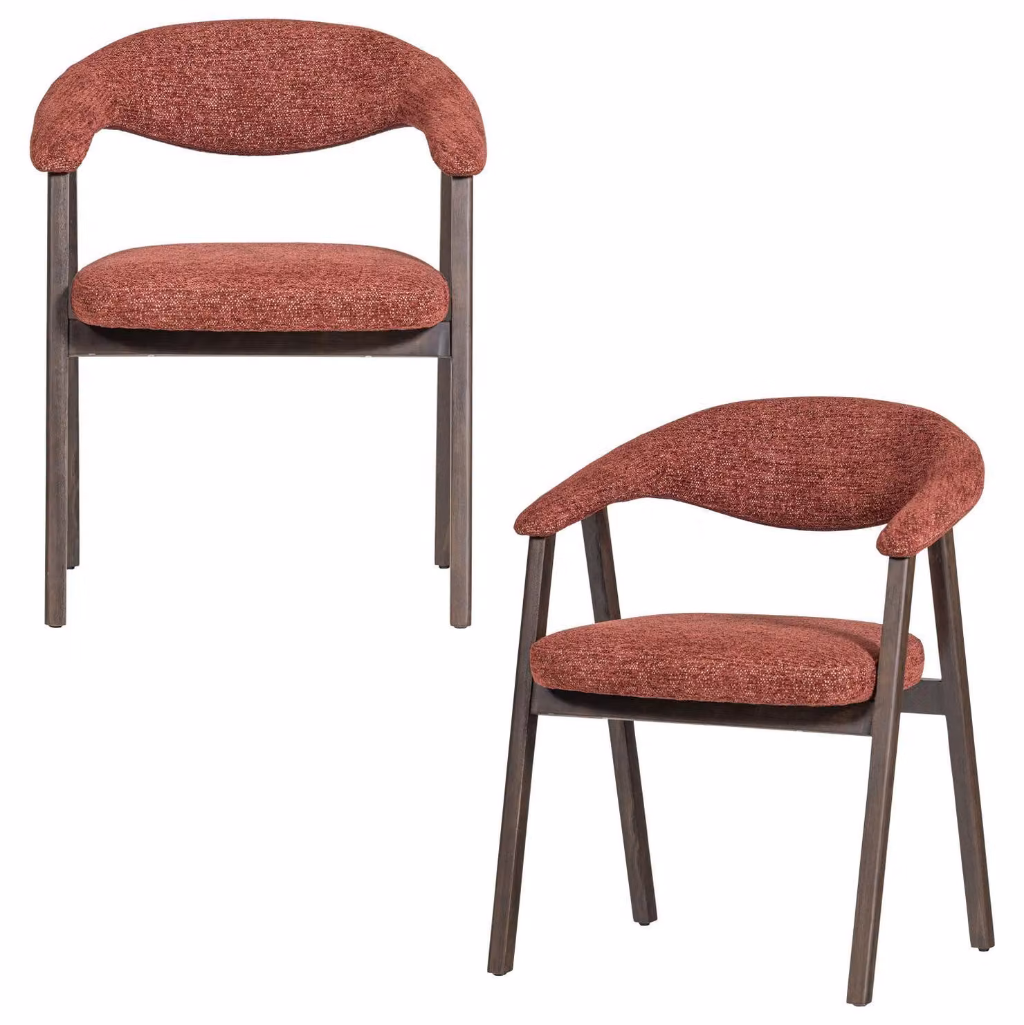 Sedia da pranzo Avar con braccioli, rosso bordeaux - Set da 2 pezzi