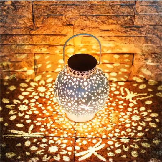 Lampade solari a LED per esterni - Metallo vintage - Luce bianca calda - Impermeabili - Decorazione sospesa per esterni - Ideali per verande, vialetti e cortili interni