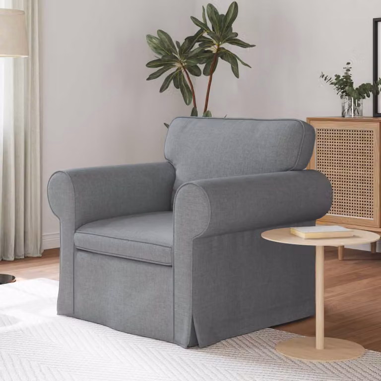 Divano moderno vidaXL in tessuto grigio con struttura in metallo L: 95 cm, P: 82 cm, H: 80 cm