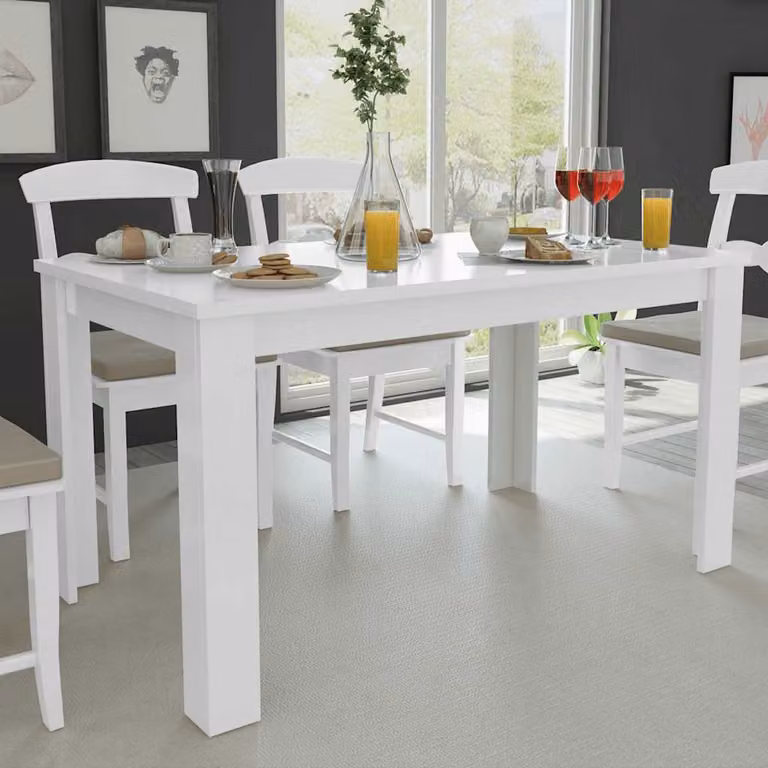 vidaXL Tavolo da Pranzo Moderno Rettangolare in Legno Bianco L: 140 cm, P: 80 cm, H: 75 cm