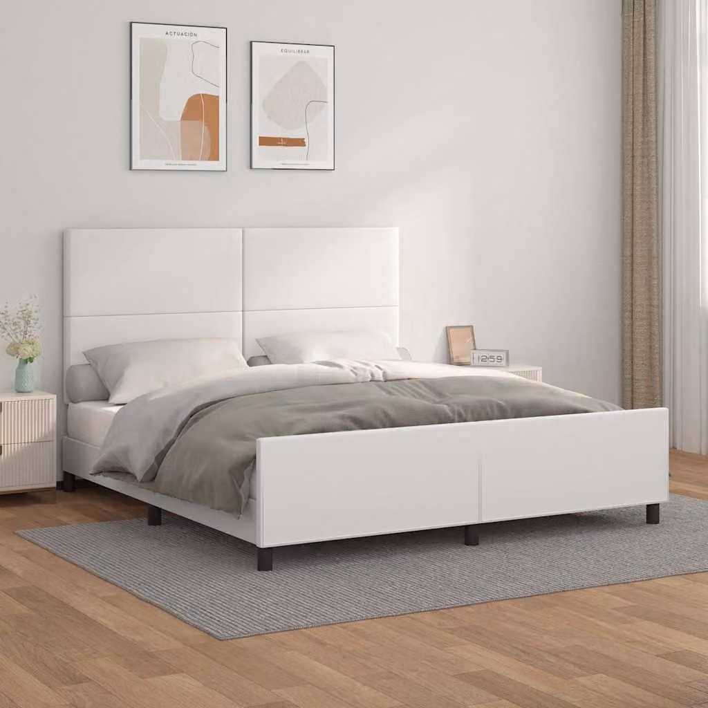 vidaXL Giroletto con Testiera in Similpelle Bianco L/P/H: 160 x 200 x 103 cm – 1