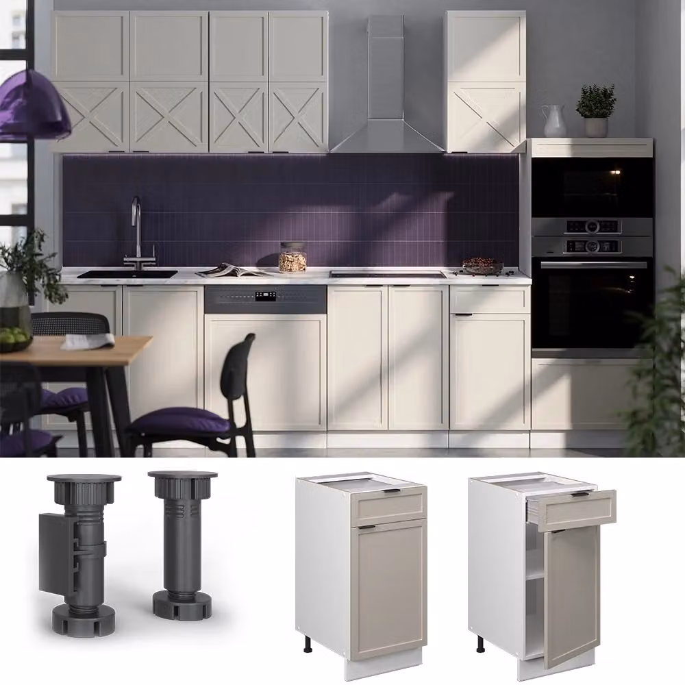 Mobiletto base per cucina Vicco Fame-Line Grigio Beige e Bianco L: 40 cm – 2