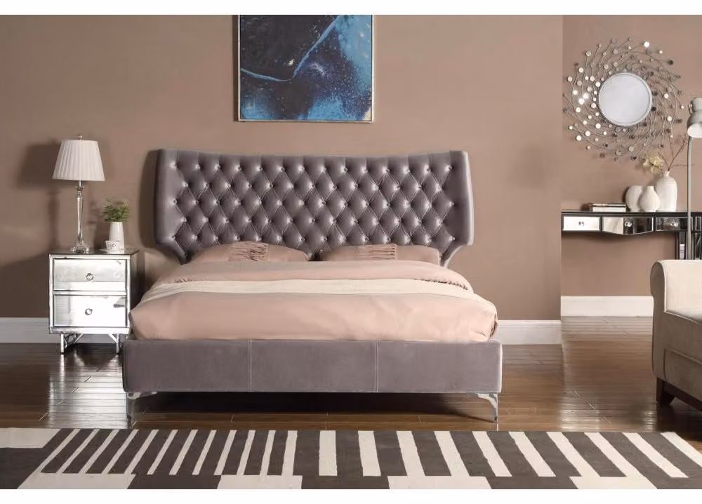 Designer Bett Chesterfield Betten Leder Hotel Luxus Polster Samt