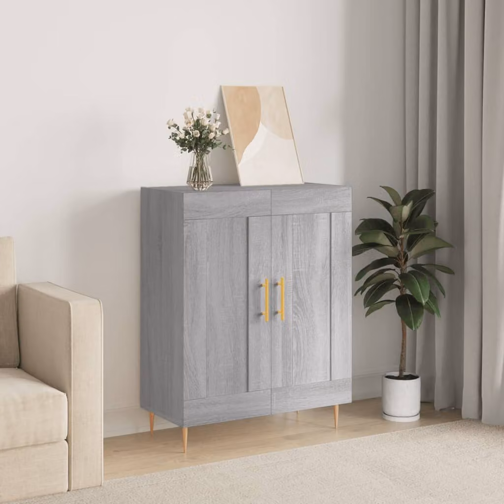 Credenza vidaXL in Legno Multistrato Grigio Sonoma L: 69,5 cm, P: 34 cm, H: 90 cm