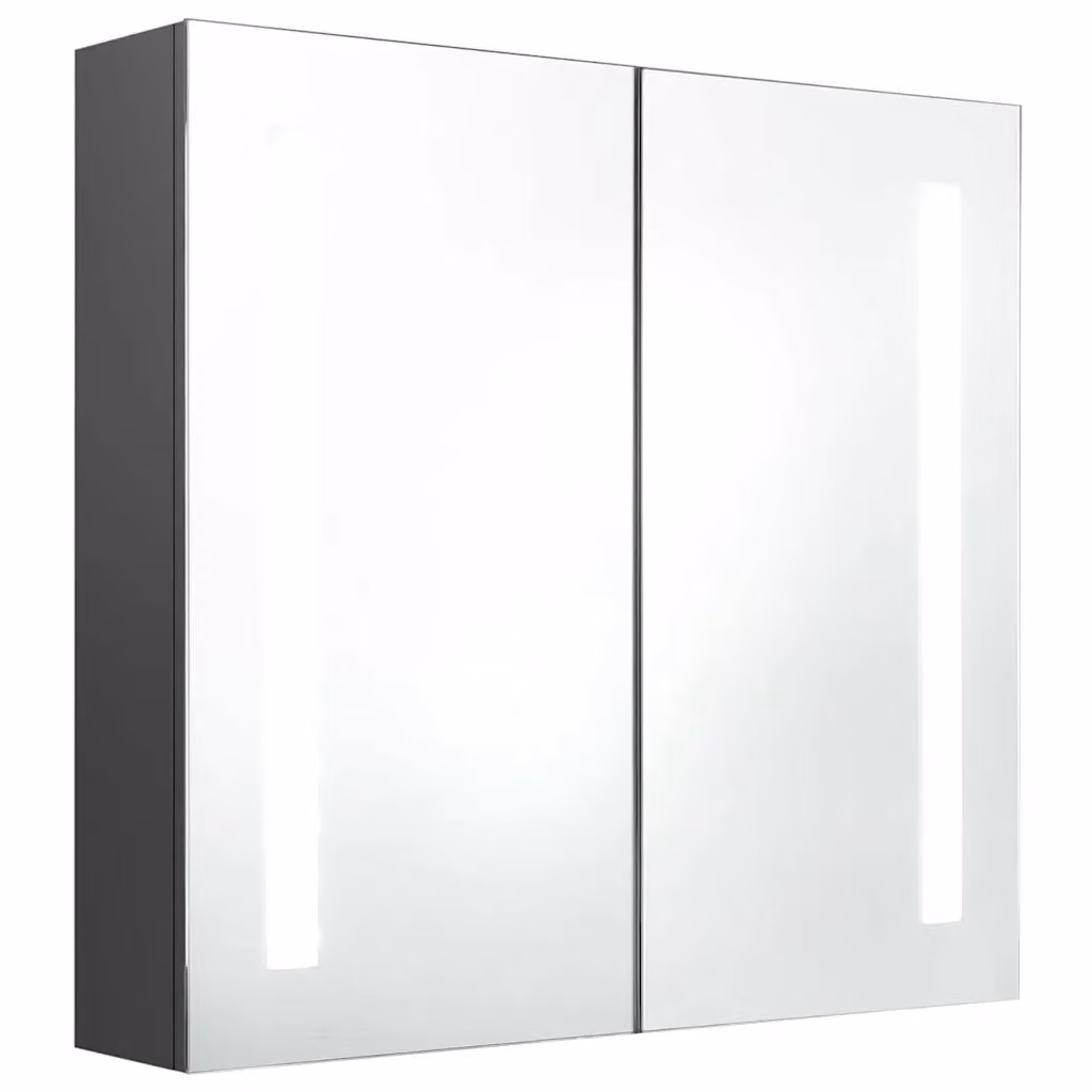 Armadietto da bagno con specchio e illuminazione LED vidaXL, Grigio, L: 62 cm, P: 14 cm, H: 60 cm – 2