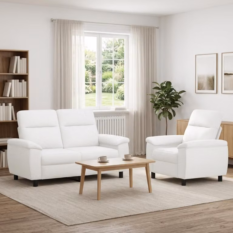 Set di 2 divani moderni vidaXL in tessuto bianco con struttura in metallo per il tuo soggiorno