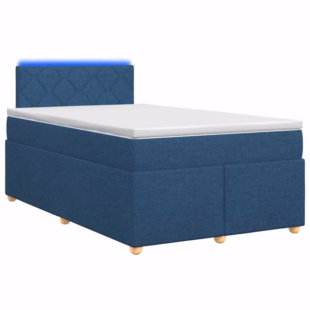 Letto box spring ibrido vidaXL con materasso a molle insacchettate e illuminazione sottostante, colore blu e bianco, L/P/H: 200 x 120 x 100,5 cm – 2
