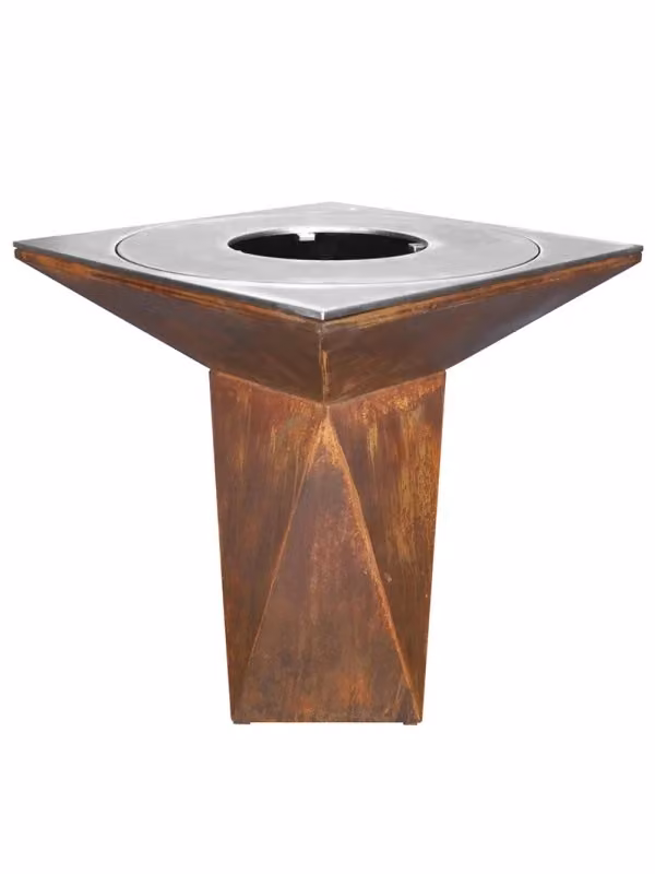 Braciere da giardino Outinfire G1 corten marrone con barbecue, foro per wok e griglia in acciaio inossidabile – 2