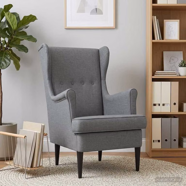 Poltrona Lounge Mid-Century vidaXL in Tessuto Grigio con Braccioli