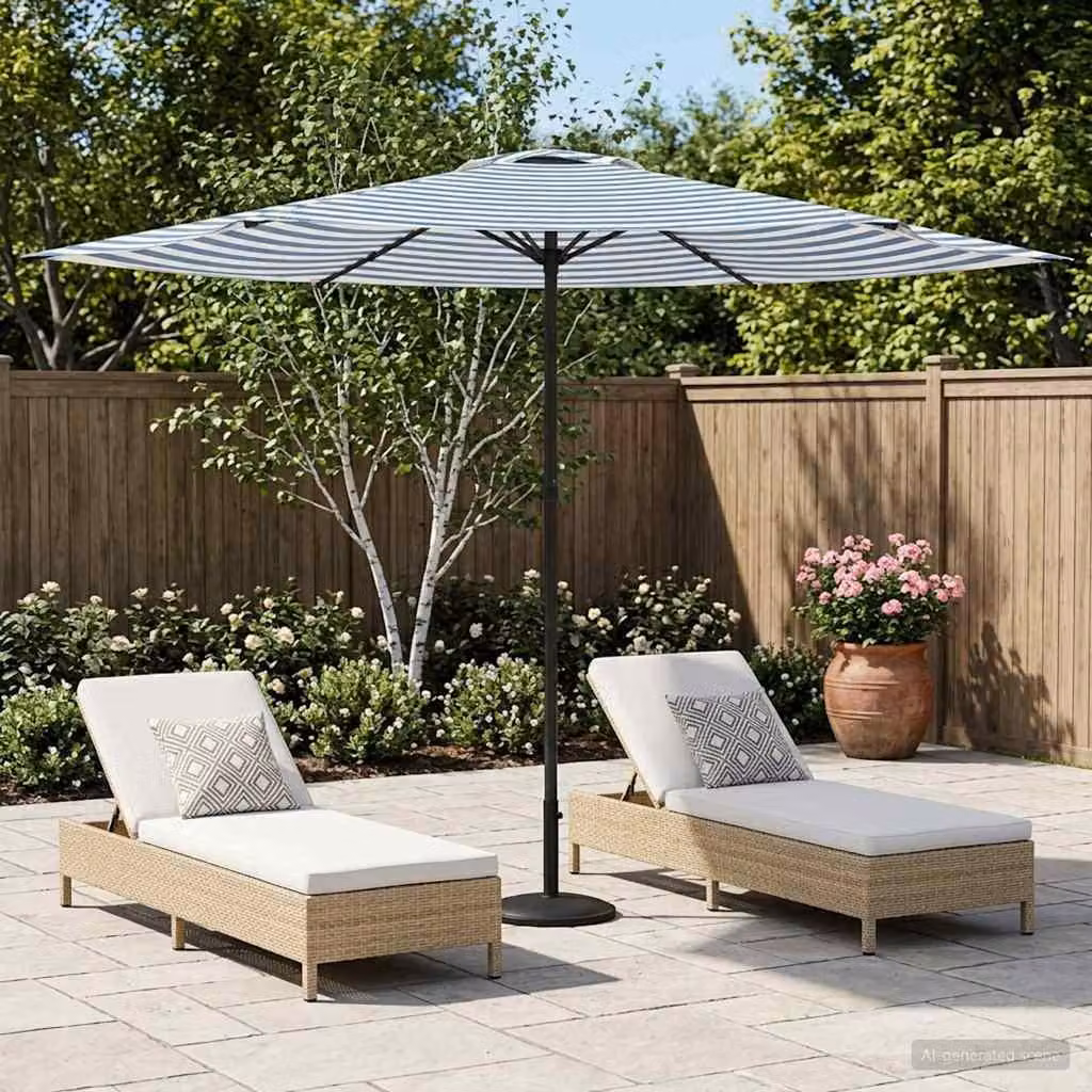 Maison Exclusive - Ombrellone da giardino rettangolare, 3 x 3 metri, in poliestere, colore blu e bianco