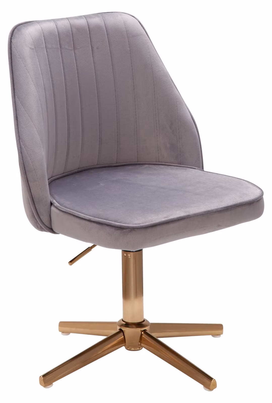 Sedia da scrittura girevole in design velluto grigio con schienale | Wohnling