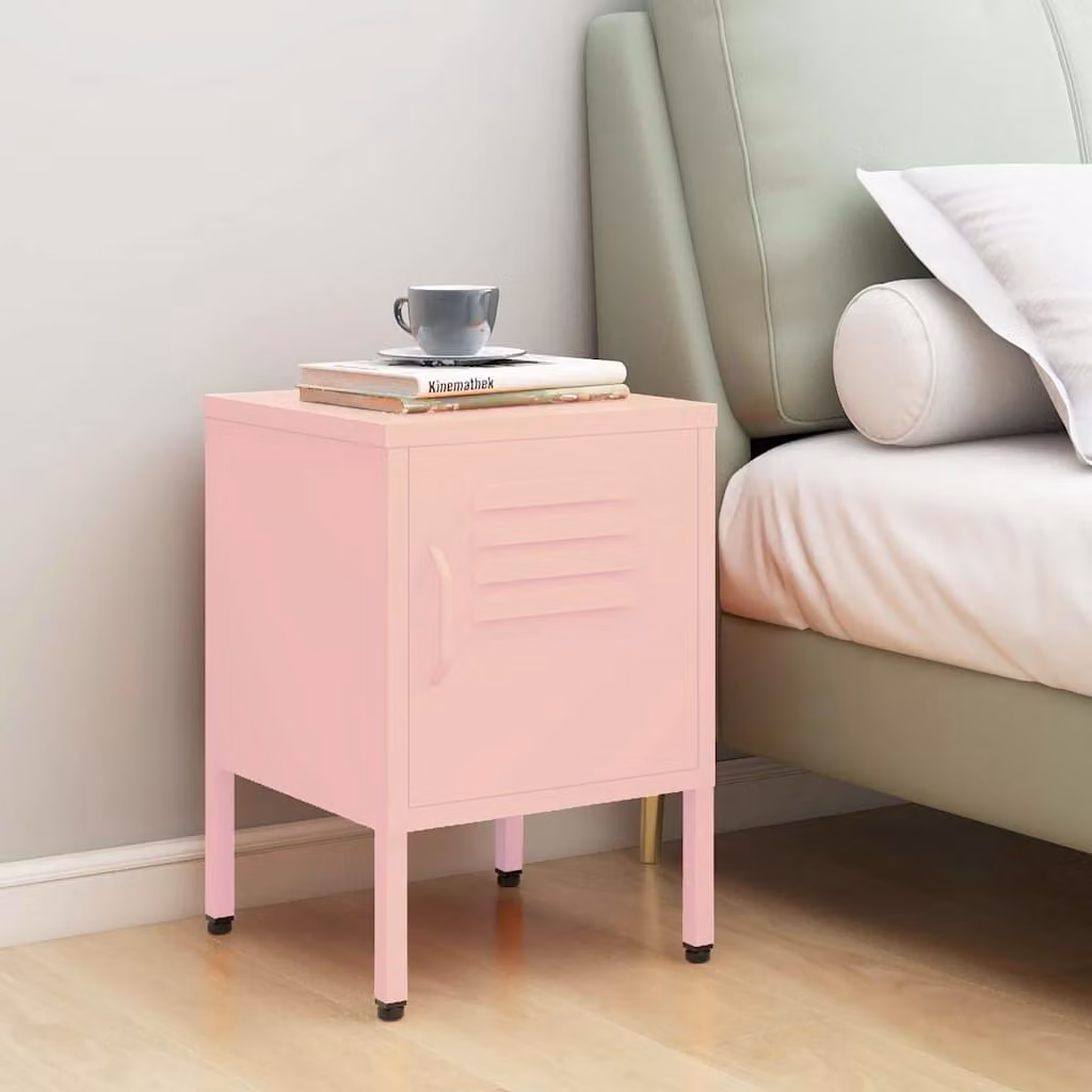 Comodino moderno vidaXL in metallo rosa opaco L/P/H: 35 x 35 x 51 cm