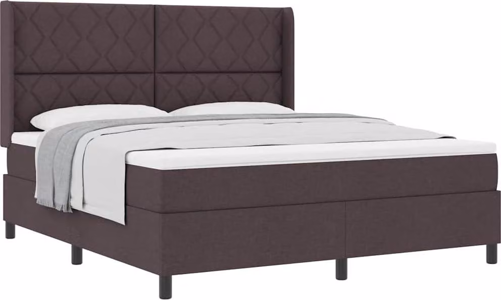 Letto a molle con materasso marrone scuro 180 x 200 cm in tessuto