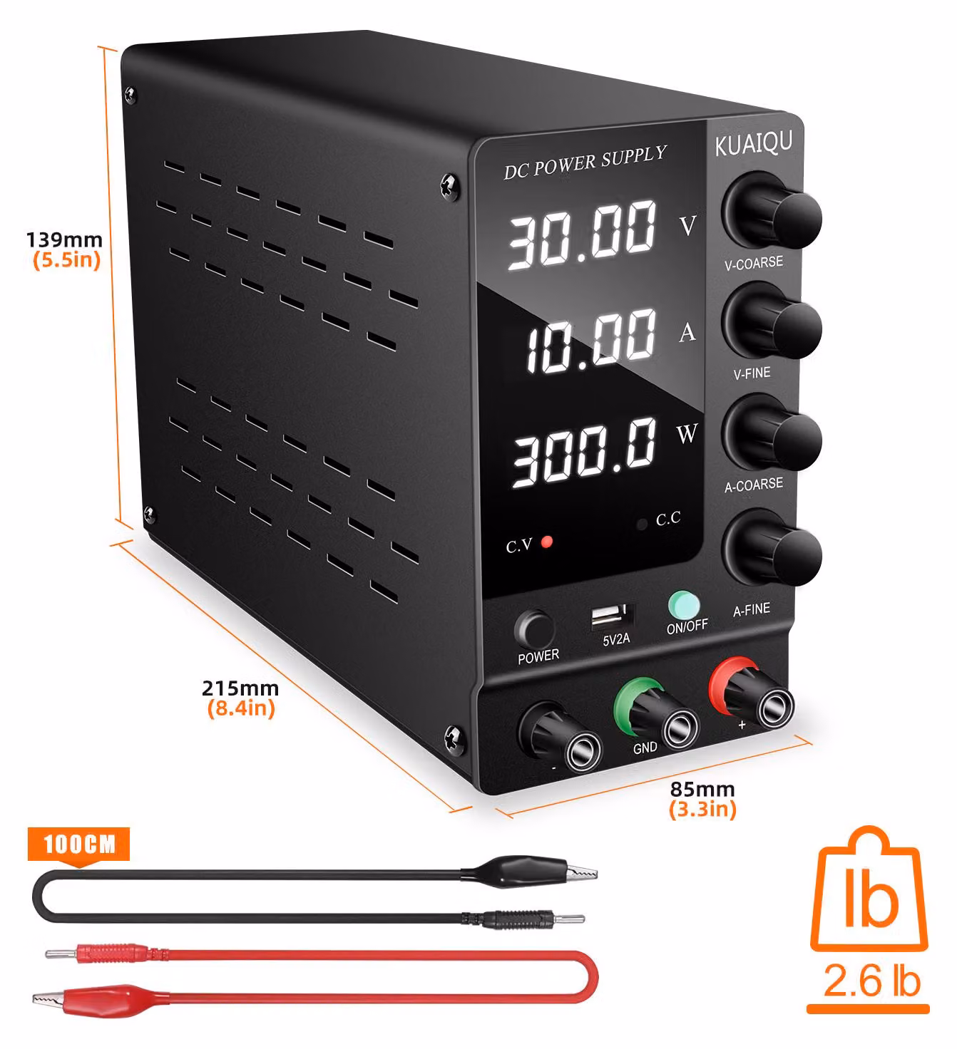 Alimentatore DC regolabile - Uscita 32V 6A - Peso 1,6 kg - Display LED - Per test di elettronica