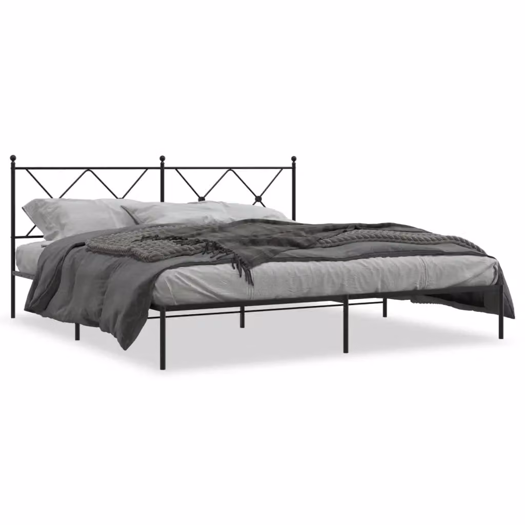 Letto con testiera in metallo nero vidaXL L: 187 cm, P: 219 cm, H: 90,5 cm – 2