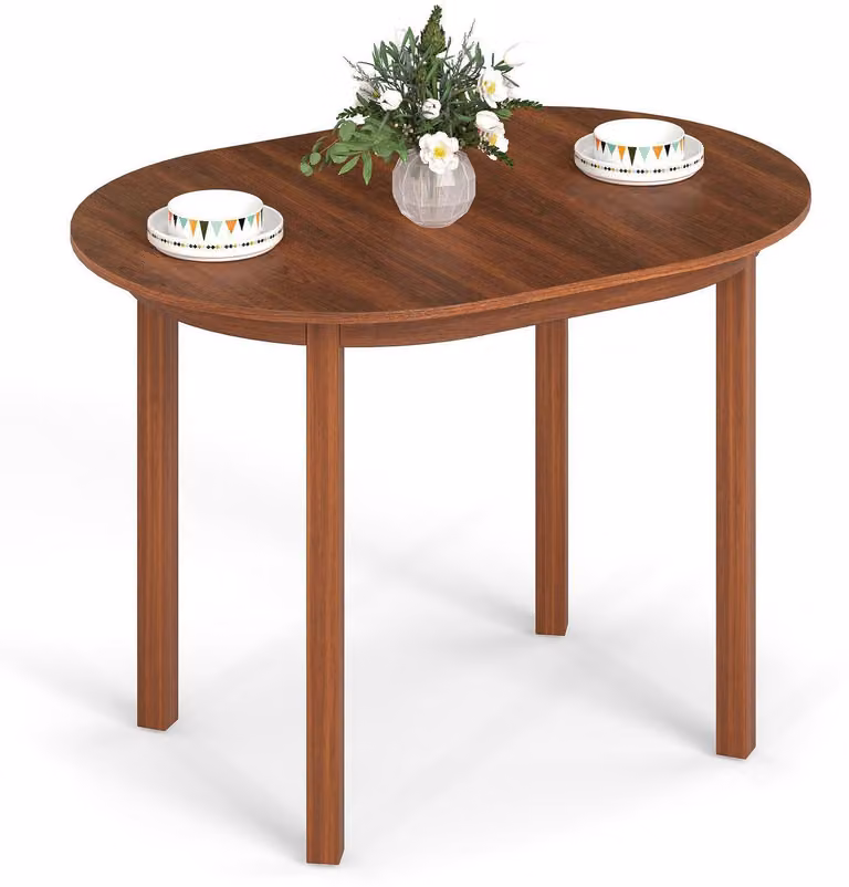 Tavolo da pranzo ovale in legno di noce, dimensioni 100 x 78 cm, realizzato in legno di gomma e MDF