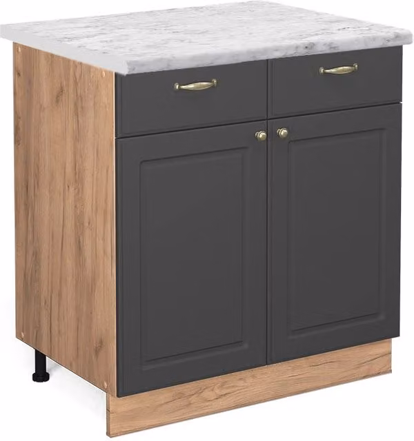 Mobiletto base per cucina Fame-Line Antracite-oro/Rovere dorato 80 cm, PL Marmo Vicco