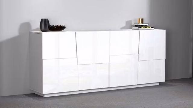 Credenza 4 Ante 200x44x86 cm Pongo 4A Bianco Lucido