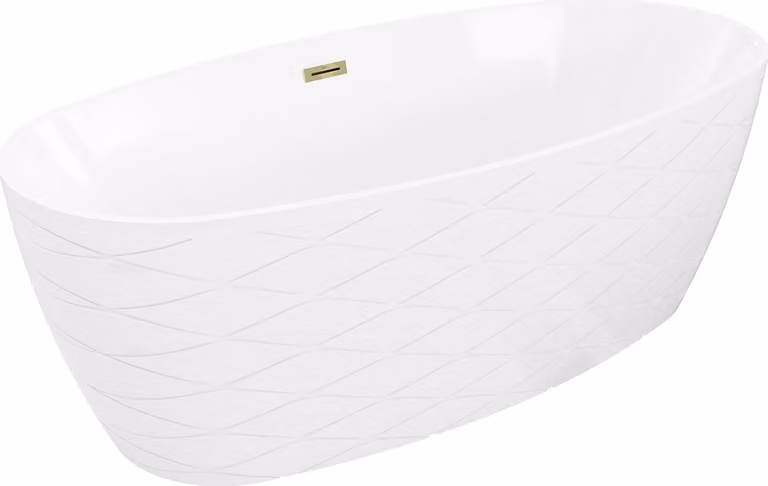 Mexen Olea vasca da bagno freestanding motivo 170 x 80 cm, bianca, troppo pieno dorato - 52821708000-50