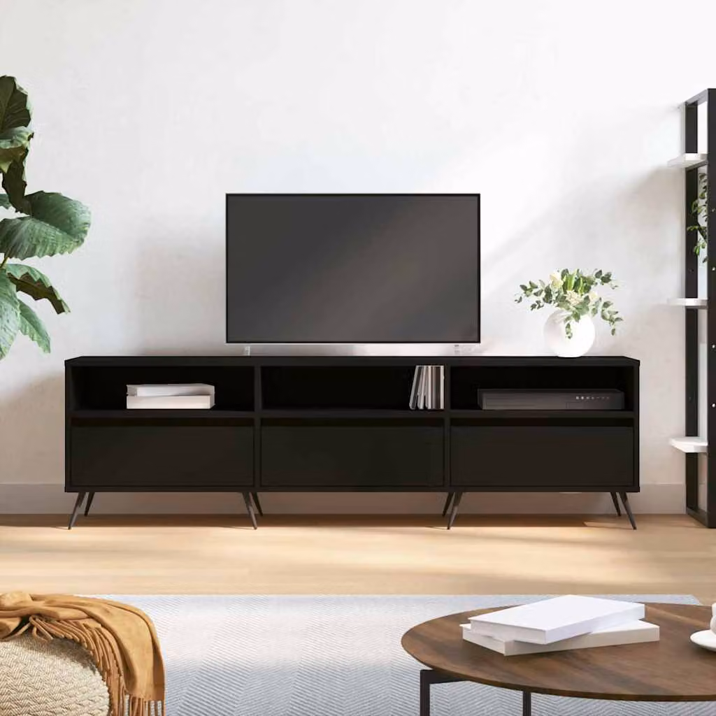 vidaXL Mobile Porta TV Moderno Nero in Legno e Metallo L 150 cm x P 30 cm x H 44,5 cm